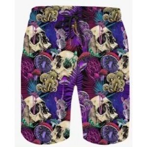 Men’s Skull & Psychedelic Mushroom Swim Trunks